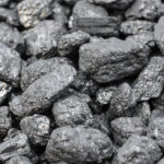 Natural coal texture with selective focus. Industrial coal close up